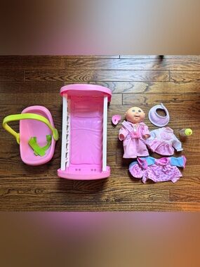 Cabbage Patch Baby Doll Cradle and Accessory Set for Imaginative Play